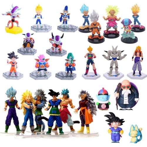 Dragon Ball Vegeta Frieza Goku Torankusu Majin Buu Broli Saiyan Roshi Anime Action Figures PVC Collection Birthday Gifts 3-16CM