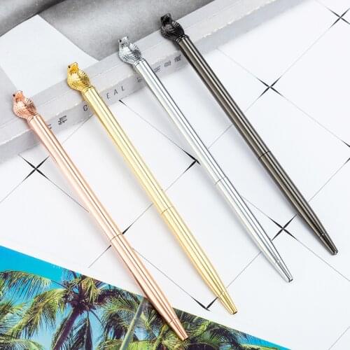 Kawaii Metal cobra Ballpoint Pens Luxury Writing Handle Pens Gifts Signature School Office Stationery Supplies black ink 1.0mm