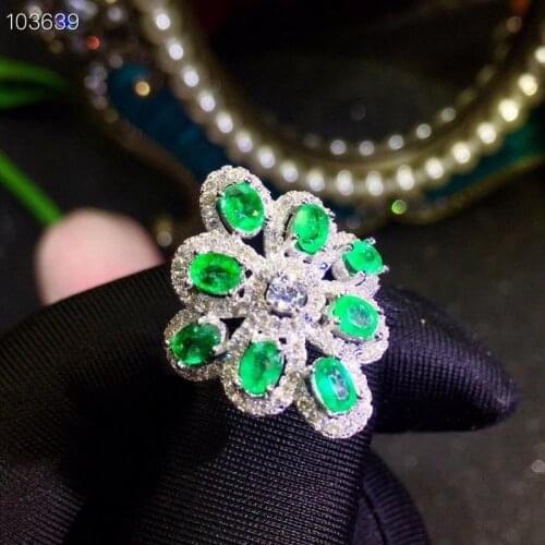 Classic Wedding Ring 5mm*7mm Natural Emerald Ring for Wedding 925 Silver Emerald Jewelry Gift for Woman 8 Design Can Choose