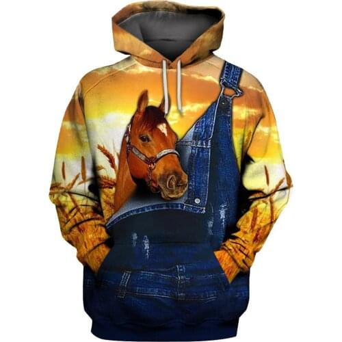 CLOOCL Graphic Overalls Men Hoodies Animals Horse Men Clothing Pets 3D Print Sweatshirts Casual Tops Women Harajuku Streetwear