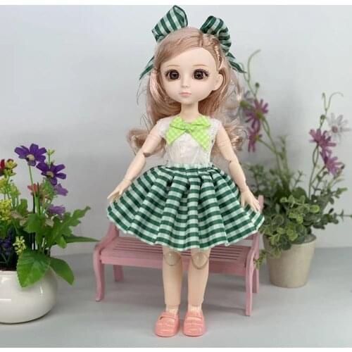 30cm BJD Doll 1/6 Ball Jointed With Fashion Short Skirt Blond Hair Vinyl Head 3D Big Eyes DIY Dolls For Girl Gift Children Toys