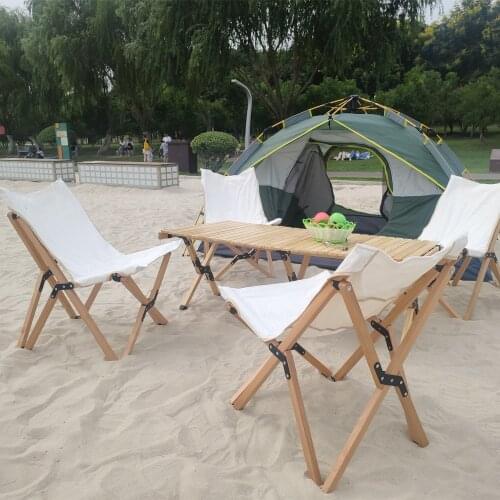 Outdoor Camping Barbecue Lightweight Car Folding Beech Wood Butterfly Chair Leisure Beach Chair Beech Sketching Chair