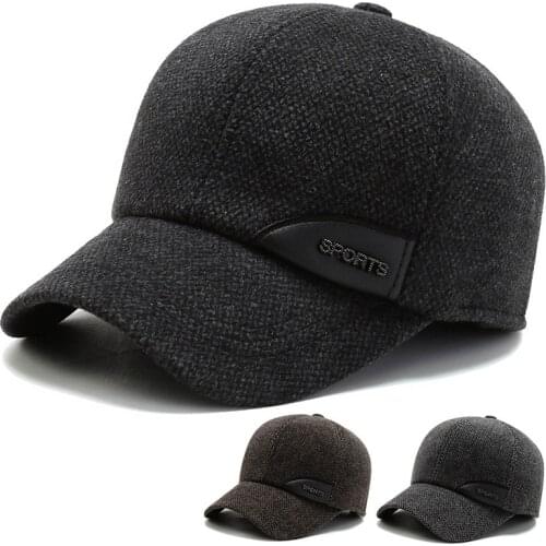 Thicken Cotton Hat Ear Protection fitted Hats Mens Warm Winter Baseball Cap with Earflaps Adjustable Snapback Keep Warm Gorras