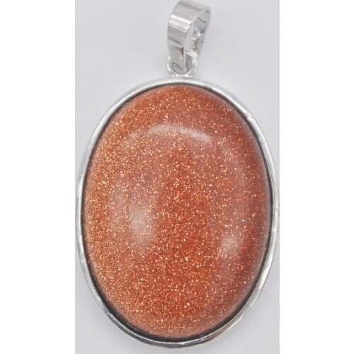 Natural Gold Sandstone Bead Oval GEM Pendant Jewelry For Gift S938