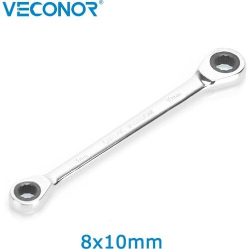 Veconor Professional Double Ratchet 72T Spanner Wrench, Double Ratcheting Wrench 8x10mm