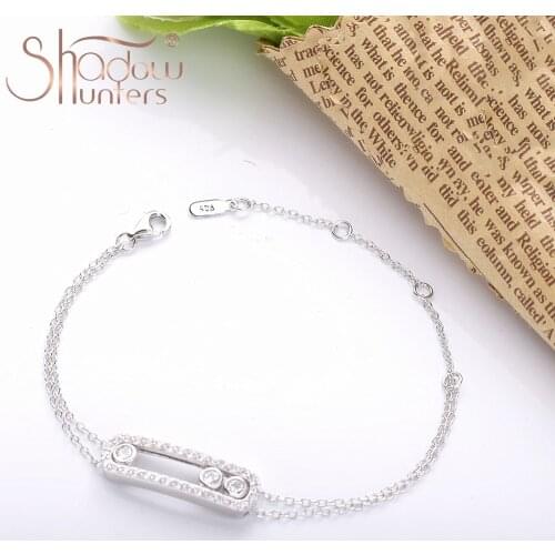 SHADOWHUNTERS Real 925 Sterling Silver Move Stone Bracelets With Clear CZ Luxury Brand Jewelry Making