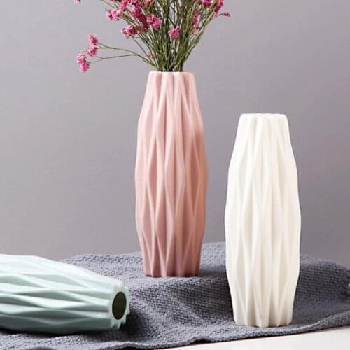 Morden Flower Vase Beautiful Plastic Shatterproof Flower Plant Pot Milky White Basket for Study Room ome Wedding Decoration