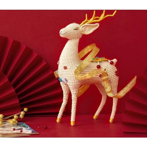 Sunsans Family Crochet Diy Package The Nine-color Deer King Doll Material Bag Knitting Crochet Dolls Soft Yarn Cotton Toys