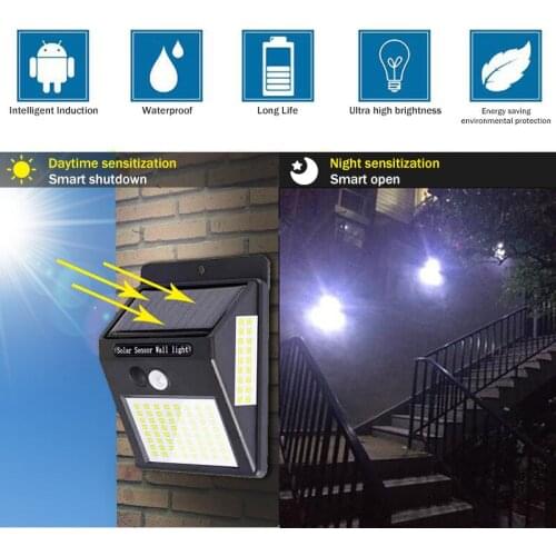 100 LED Solar Light Outdoor Solar Lamp PIR Motion Sensor Wall Light Waterproof Solar Powered Sunlight for Garden Decoration