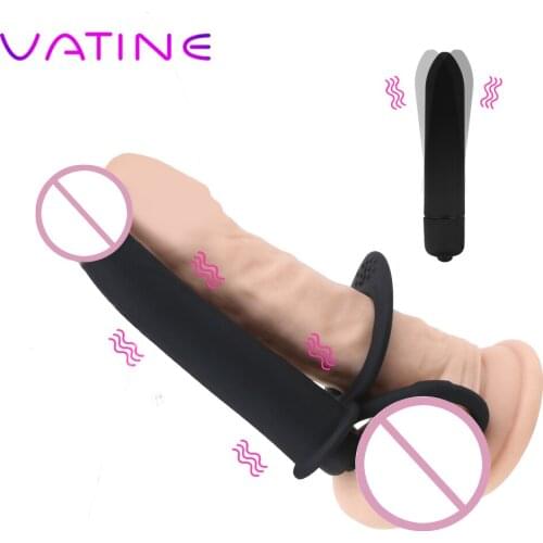 VATINE 10 Speed Dildo Vibrator Anal Butt Plug for Man Strap-on Double Penetration Vibrator With Penis Ring Adult Products