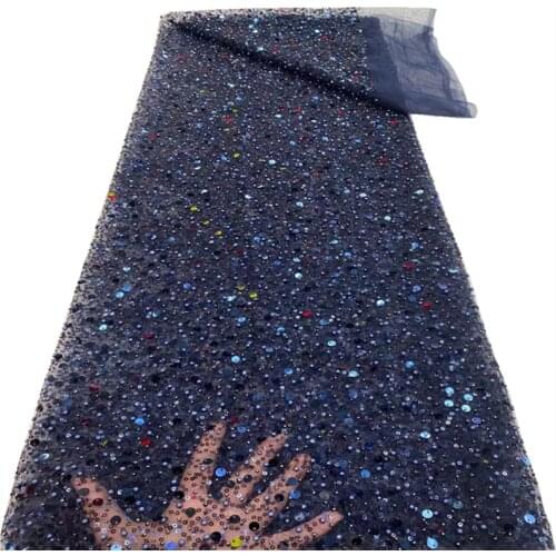 Sequins and bead Embroidered Net Lace Fabric African Lace Fabric 2021 High Quality Nigerian Lace Fabric For Women Dress RF-240