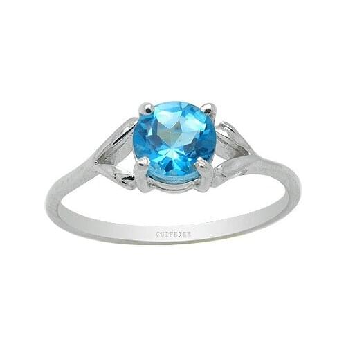CoLife Jewelry VVS Grade Topaz Silver Ring 5mm Natural Topaz Ring for Daily Wear 925 Silver Topaz Jewelry Gift for Woman