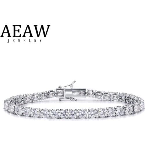 AEAW Platinum Plated Silver 12.4CTW 18CM Length 4mm F Near Colorless Moissanite Tennis Bracelet For Women