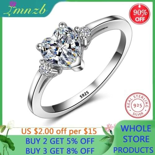 Sterling Silver 925 Women Rings Simple Heart Zircon Ring For Women Fine Silver 925 Jewelry Engagement Wedding Band Girl Gifts