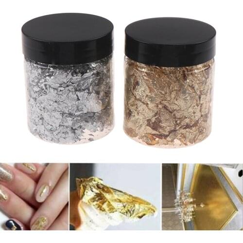 1Bottle Gold Leaf Flakes for Nail Decorations Gliding Arts Crafts Painting Gold Foil Fragments Craft Paper Pieces