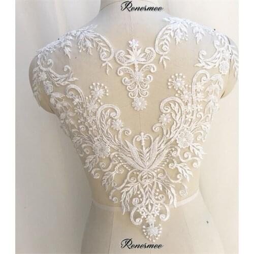1Pc Luxury Beaded Lace Applique Big Neckline Collar Appliques Embroidery Lace Trim Fabric Cloth Sewing Patchwork DIY Craft SX135