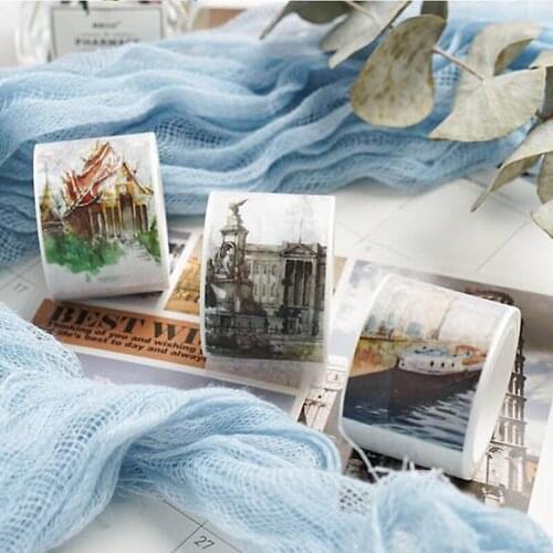 1pcs Hand account DIY and paper tape Featured building and paper tape 3cm 3 packs Styles are randomly distributed