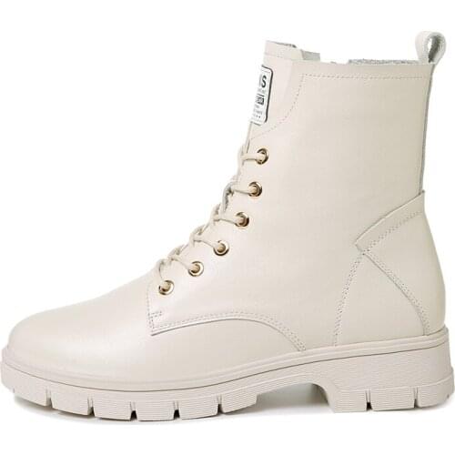 Round-Toe Lace-Up Martin Boots, Solid-Color WomenS Boots With Side Zipper, WomenS Platform Shoes