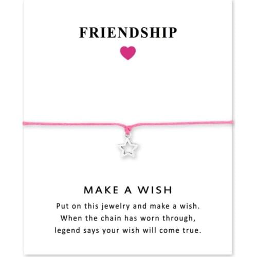 Blessing Wish Card Stars Pentagram Bracelet Friendship Gift For Sister Best Friend Men Women Birthday Gift