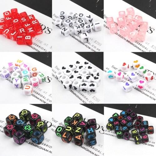 6mm Loose Cube Beads White Acrylic Alphabet Number Letter Beads For Jewelry Making Bracelet DIY Findings Plastic