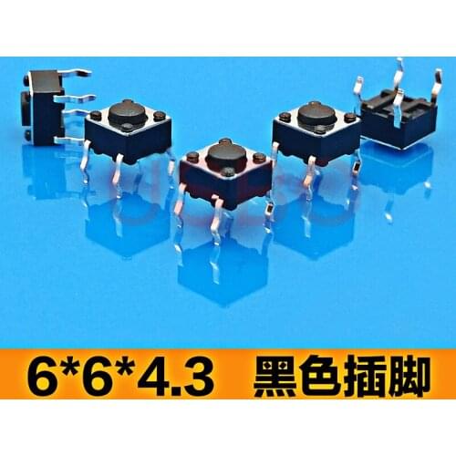 Black Micro Touch Button Switch Tact Switch 6*6*4.3mm 4 Pin