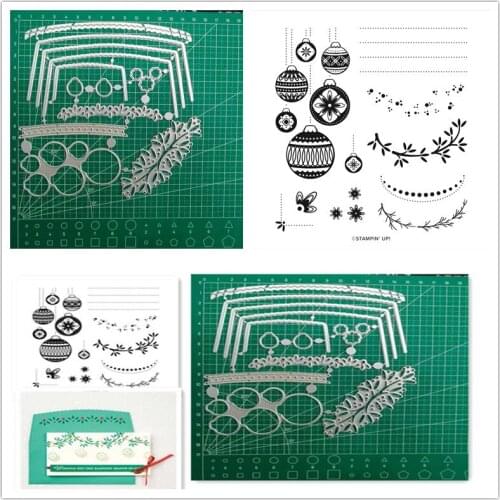 ORNAMENTAL Metal Cutting Dies and Stamps for DIY Christmas Scrapbooking Photo Album Handmade Embossed Card Clear Stamps and Dies
