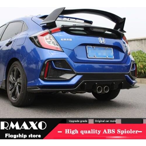 For civic Hatchback Spoiler 2018-2021 Civic T-R Spoiler 3PS ABS Material Car Rear Wing Color Rear Spoiler