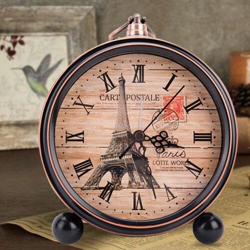 European Style Retro Alarm Clock Non Ticking Quartz Movement American Creative Electronic Alarm Clock For Living Room Decoration