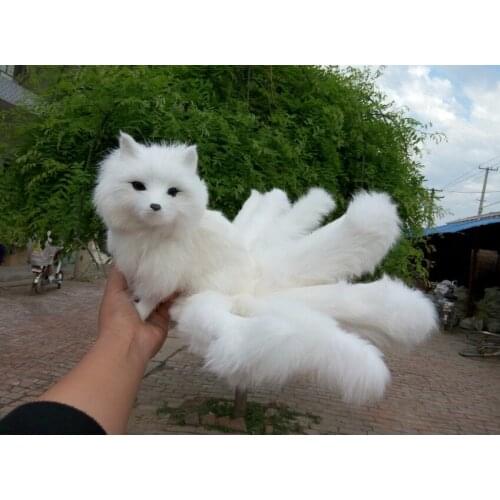 Simulation cute white fox 35x18x15cm model polyethylene&furs fox model home decoration props ,model gift d440