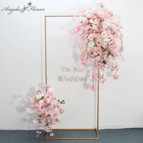 Artificial Rose Willow Green Plants Flower Row Wedding Arch Decor Corner Flower Arrangement Garland Party Backdrop Wall Layout