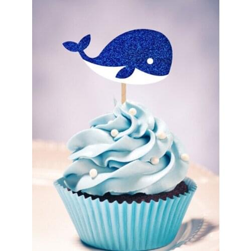 WHALE Nautical Cupcake Toppers wedding birthday baby shower Party food picks free shipping photo booth props