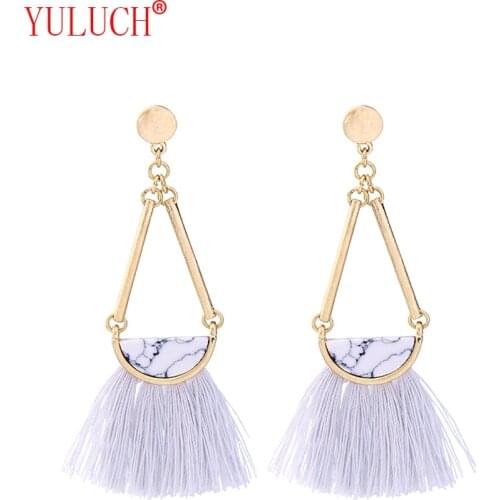 Personality Super temperament Woman Wild Jewelry Semi-precious stones Texture Zinc Alloy Tassel Pendant Studded party Gift