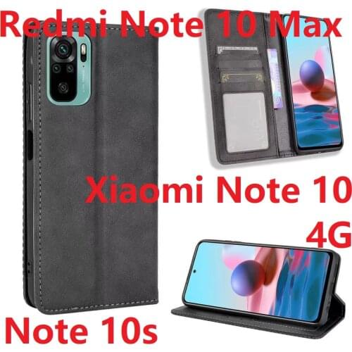 For Xiaomi Redmi Note 10 Pro Max Flip Case Magnetic Book Stand Card Protective Xiaomi Note 10s Cover