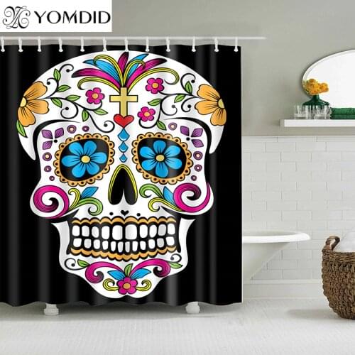 Cartoon Shower Curtains Skull Design Bathroom Curtain Custom Waterproof Eco-Friendly Polyester Multi-Size Bathroom Bath Curtain