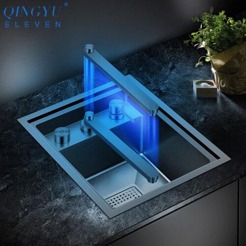 Nanometer 304 Stainless Steel 4mm Thickness Handmade Brushed kitchen Sink Cover hidden Single Kitchen Small Size Kitchen Sink