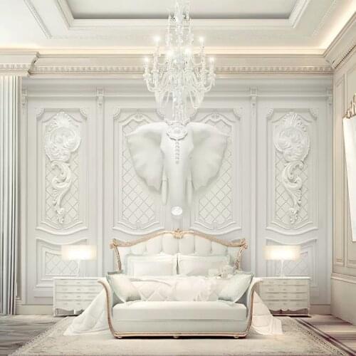 Custom Mural Simple European Embossed Elephant Background Wall Cloth Wallpaper For Living Room TV Home Decor Papel De Parede 3D