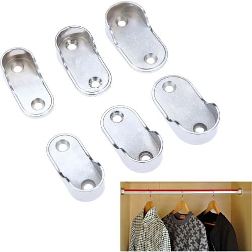 2 Pcs 19/22/25mm Zinc Alloy Wall Mounted Wardrobe Rail Supports Tube Brackets Hanging Rod End Supports Closet Tube Pipe Brackets