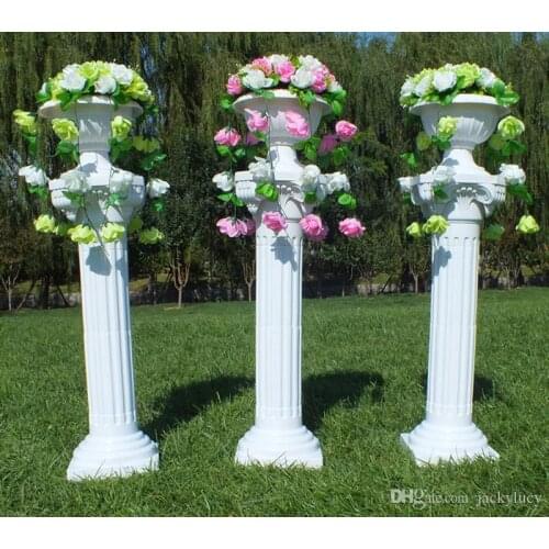New Arrival Fashion White Roman Column Wedding Centerpiece Road Lead with the Vase and Bouquet Sets for Party Event Decoration P