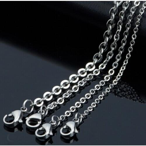 GNA2018 New on sale 100pcs/Lot Thin 1.5mm 24 inch (60cm) Mens Stainless steel Flattened Oval Chain Welding Chain Necklace