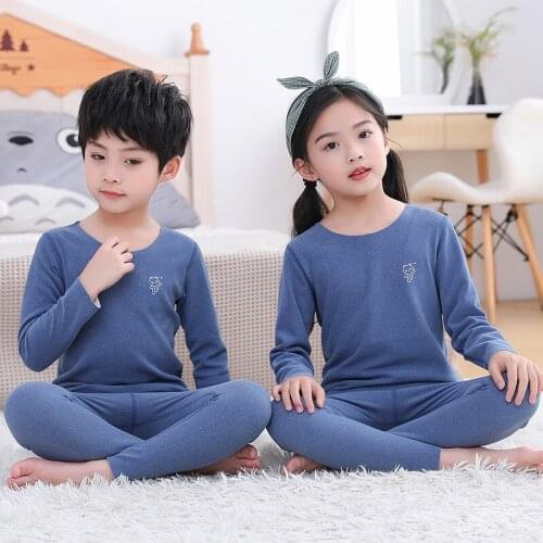 Boys Girls Pajamas Sets Winter Thermal Underwer Children Home Clothes Kids Pyjamas Nightwear Teenage Pijamas For 8 10 12 14 16Y