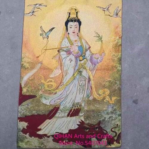 Religious Thangka embroidery Tibetan Buddhism pure water Guanyin dripping Guanyin Bodhisattva Thangka painting