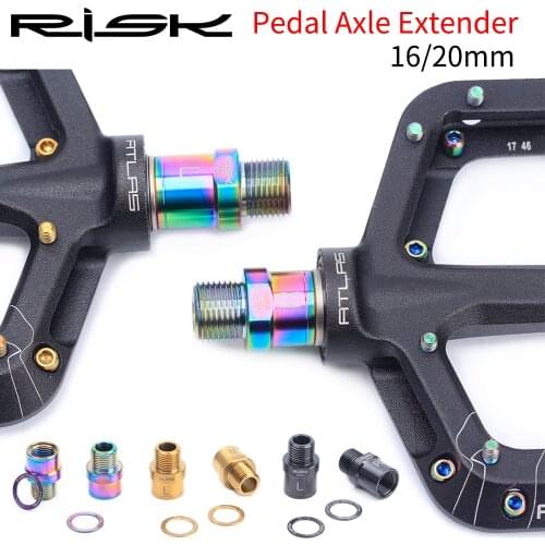 RISK RT109 Titanium Road MTB BMX Bike Bicycle 16mm/20mm Pedal Axle Extender Spacers Bolts Screws For 9/16" Pedal Thread