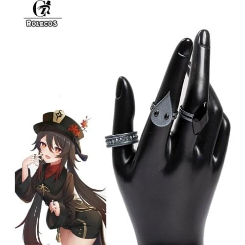 ROLECOS Hutao Cosplay Rings Game Genshin Impact Hutao Rings Cosplay Props Seven Rings Full Set Cosplay Accccessories