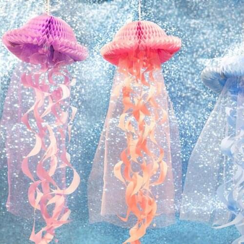 Christmas Decorations Hanging Honeycomb Jellyfish Pastel Mermaid Birthday Supplies Paper Ornament Birthday Party Favors DIY