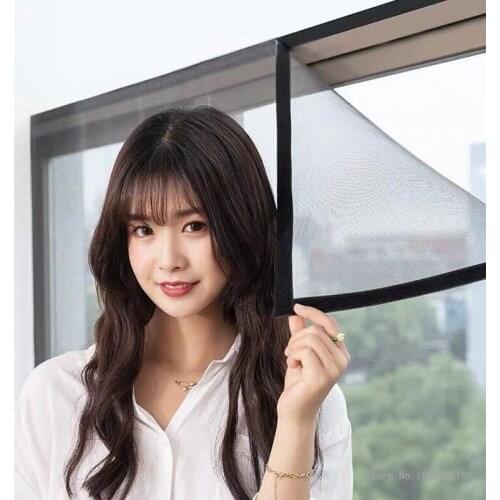 Self-adhesive window screen net breathable tulle summer invisible mosquito net Velcro removable and washable screen window