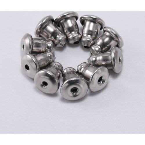 50pcs Stainless Steel Earring Backs Stopper Back Plug Earring Settings Base Ear Studs Blocked DIY Jewelry Makings Supplies