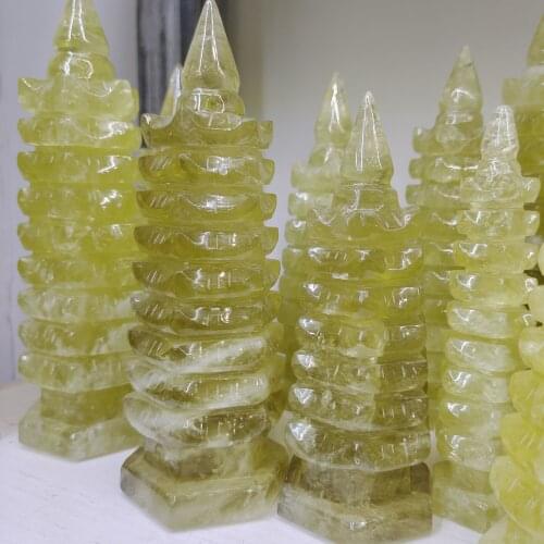 1pcs yellow crystal natural mineral high quality clear linglong pagoda water quartz crystal fengshui household accessori