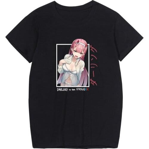 Darling In The Franxx Tee Anime Cosplay Zero Two Cute Character T-shirt Loose Short Sleeve Casual Streetwear 2021 Summer Top