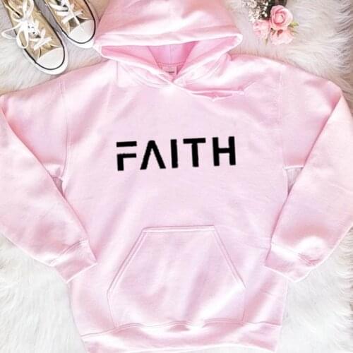 Faith Letter Print Women Hoodies Plus Size Hooded Sweatshirt Causal Pullovers Jumper Top Christian Jesus Clothes Drop Shipping