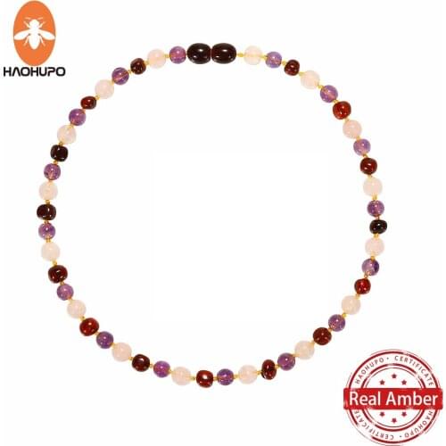 HAOHUPO Top Hot Quality Cherry Fashion Nature Stone Baltic Jewelry Amber Necklace Women Necklace Jade Handmade Baby Necklace